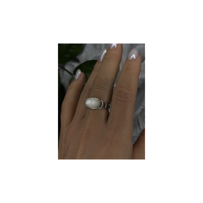 925 Sterling Silver White Abalone Mother of Pearl Ring Size 7