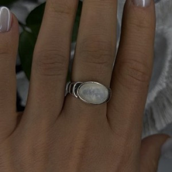 925 Sterling Silver White Abalone Mother of Pearl Ring Size 7