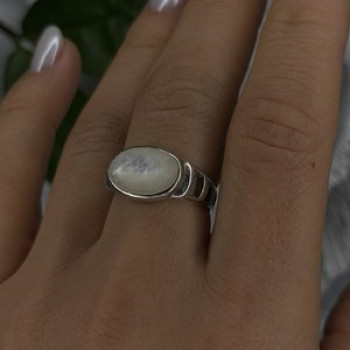 925 Sterling Silver White Abalone Mother of Pearl Ring Size 7