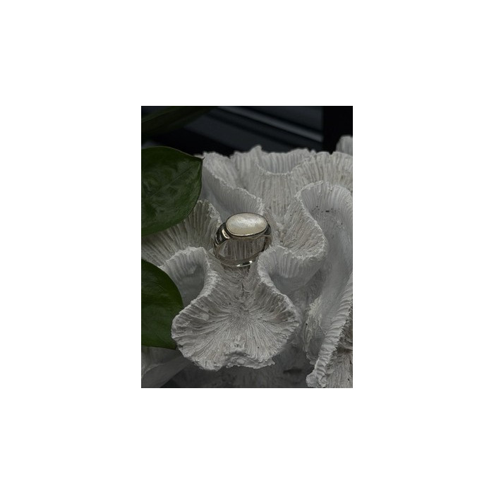 925 Sterling Silver White Abalone Mother of Pearl Ring Size 7