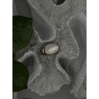 925 Sterling Silver White Abalone Mother of Pearl Ring Size 7