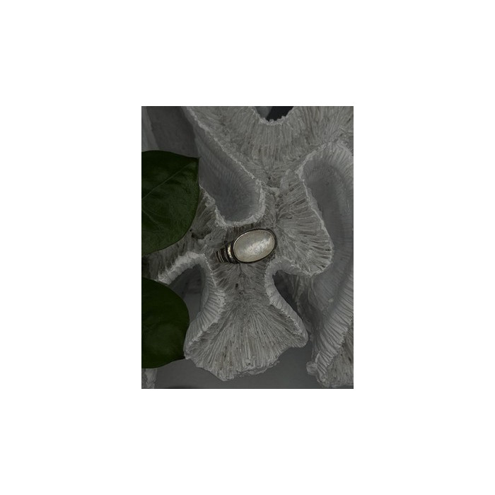 925 Sterling Silver White Abalone Mother of Pearl Ring Size 7