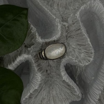925 Sterling Silver White Abalone Mother of Pearl Ring Size 7