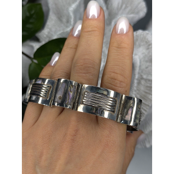 Vintage 925 Sterling Silver Abalone Mother of Pearl Bracelet Length 7