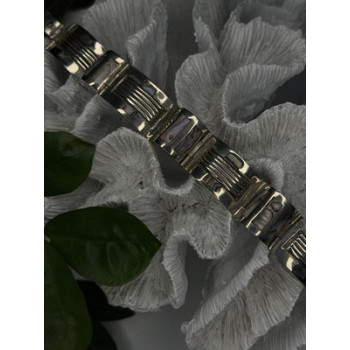 Vintage 925 Sterling Silver Abalone Mother of Pearl Bracelet Length 7