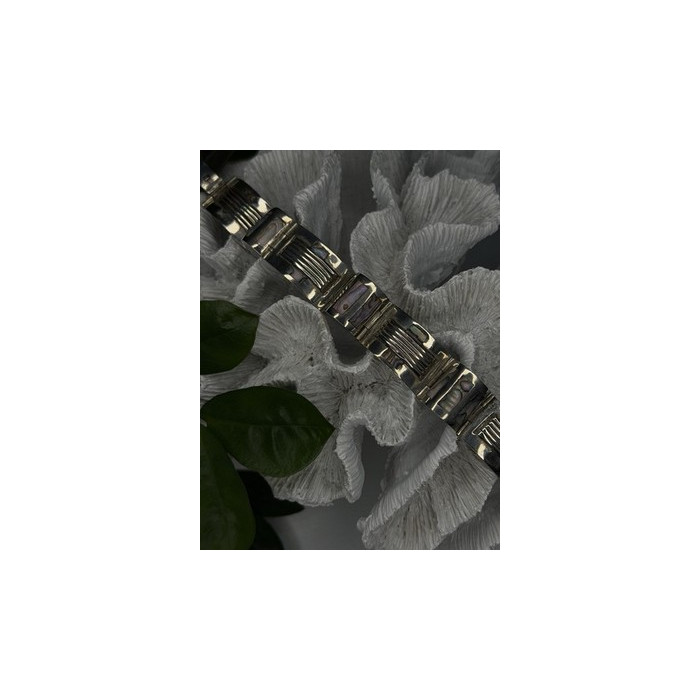 Vintage 925 Sterling Silver Abalone Mother of Pearl Bracelet Length 7