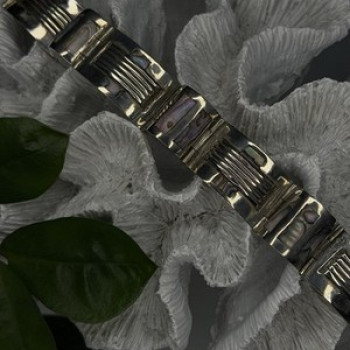Vintage 925 Sterling Silver Abalone Mother of Pearl Bracelet Length 7