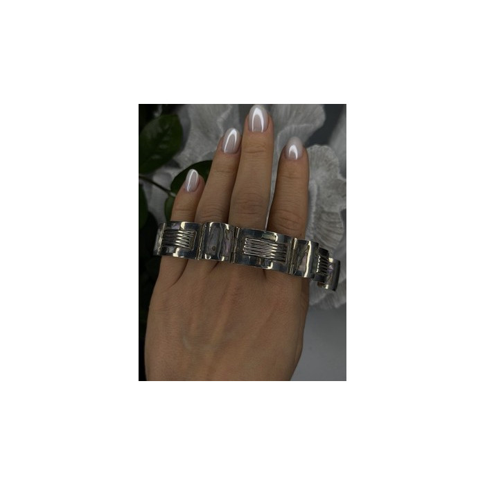 Vintage 925 Sterling Silver Abalone Mother of Pearl Bracelet Length 7