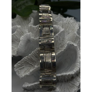 Vintage 925 Sterling Silver Abalone Mother of Pearl Bracelet Length 7