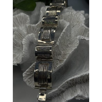 Vintage 925 Sterling Silver Abalone Mother of Pearl Bracelet Length 7