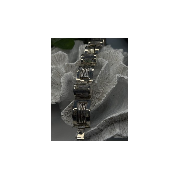 Vintage 925 Sterling Silver Abalone Mother of Pearl Bracelet Length 7