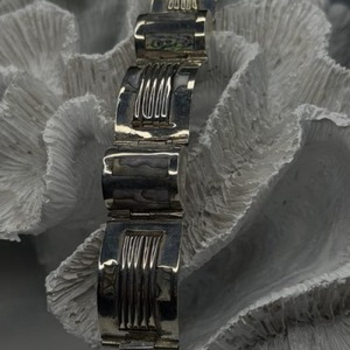 Vintage 925 Sterling Silver Abalone Mother of Pearl Bracelet Length 7