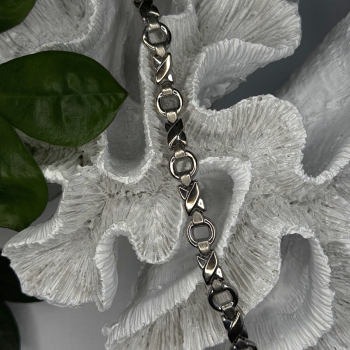Vintage Design X-shaped & Circular Links 925 Sterling Silver Bracelet 7.5