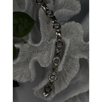 Vintage Design X-shaped & Circular Links 925 Sterling Silver Bracelet 7.5
