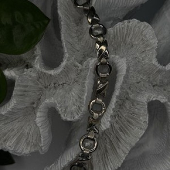 Vintage Design X-shaped & Circular Links 925 Sterling Silver Bracelet 7.5