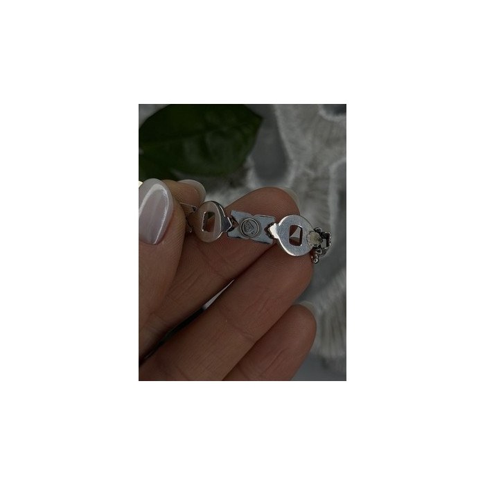 Vintage Design X-shaped & Circular Links 925 Sterling Silver Bracelet 7.5