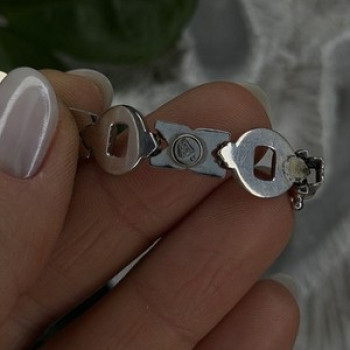 Vintage Design X-shaped & Circular Links 925 Sterling Silver Bracelet 7.5