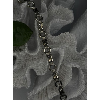 Vintage Design X-shaped & Circular Links 925 Sterling Silver Bracelet 7.5