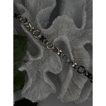 Vintage Design X-shaped & Circular Links 925 Sterling Silver Bracelet 7.5