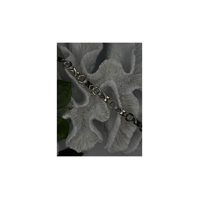 Vintage Design X-shaped & Circular Links 925 Sterling Silver Bracelet 7.5