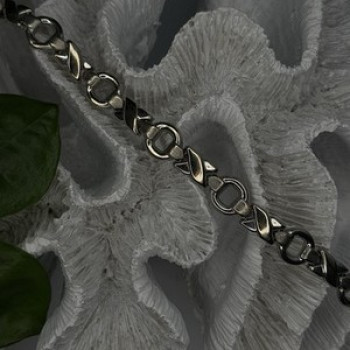Vintage Design X-shaped & Circular Links 925 Sterling Silver Bracelet 7.5