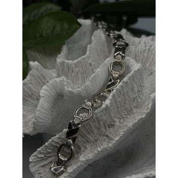 Vintage Design X-shaped & Circular Links 925 Sterling Silver Bracelet 7.5