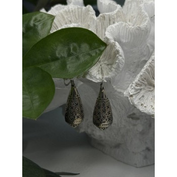 Filigree Teardrop Dangle 925 Sterling Silver Earrings