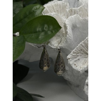 Filigree Teardrop Dangle 925 Sterling Silver Earrings