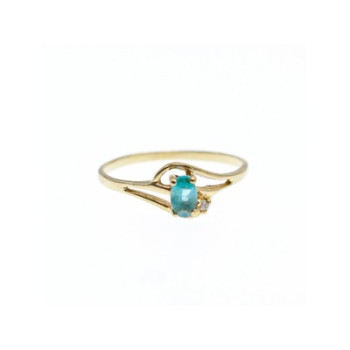 10K YELLOW GOLD TOPAZ & DIAMOND RING SIZE 6.75