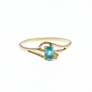 10K Yellow Gold Topaz & Diamond Ring Size 6.75
