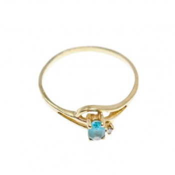 10K Yellow Gold Topaz & Diamond Ring Size 6.75