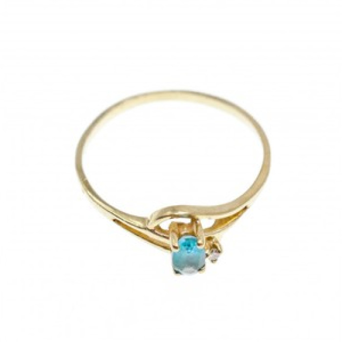 10K Yellow Gold Topaz & Diamond Ring Size 6.75