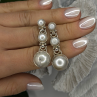 Beautiful Dangle 925 Sterling Silver White Pearls Earrings