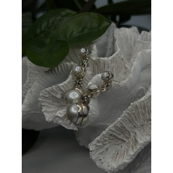 Beautiful Dangle 925 Sterling Silver White Pearls Earrings