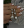 Beautiful Dangle 925 Sterling Silver White Pearls Earrings
