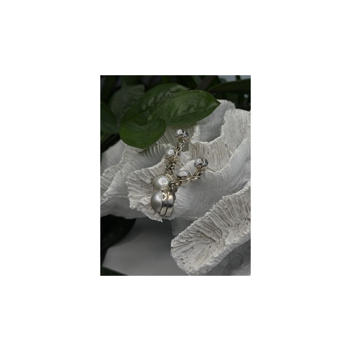 Beautiful Dangle 925 Sterling Silver White Pearls Earrings