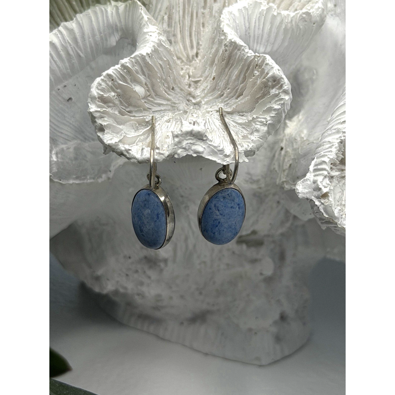 Vintage 925 Sterling Silver Dangle Lapis Earrings