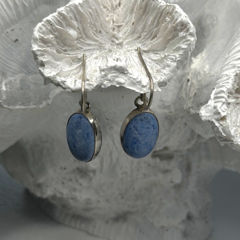 Vintage 925 Sterling Silver Dangle Lapis Earrings
