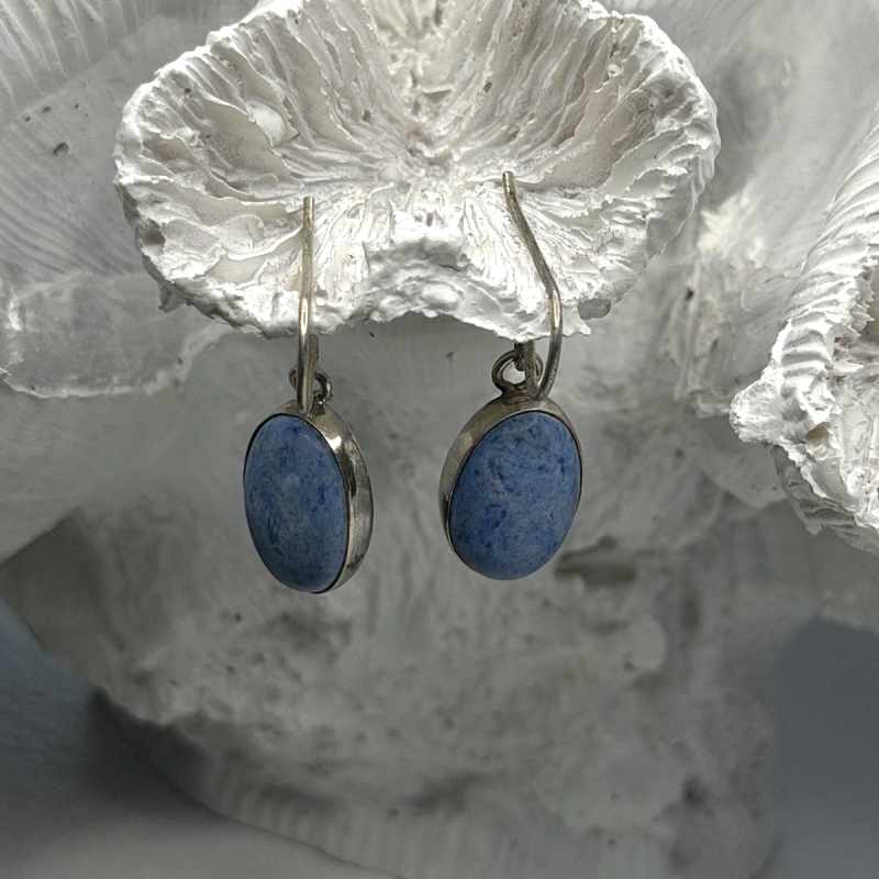 Vintage 925 Sterling Silver Dangle Lapis Earrings