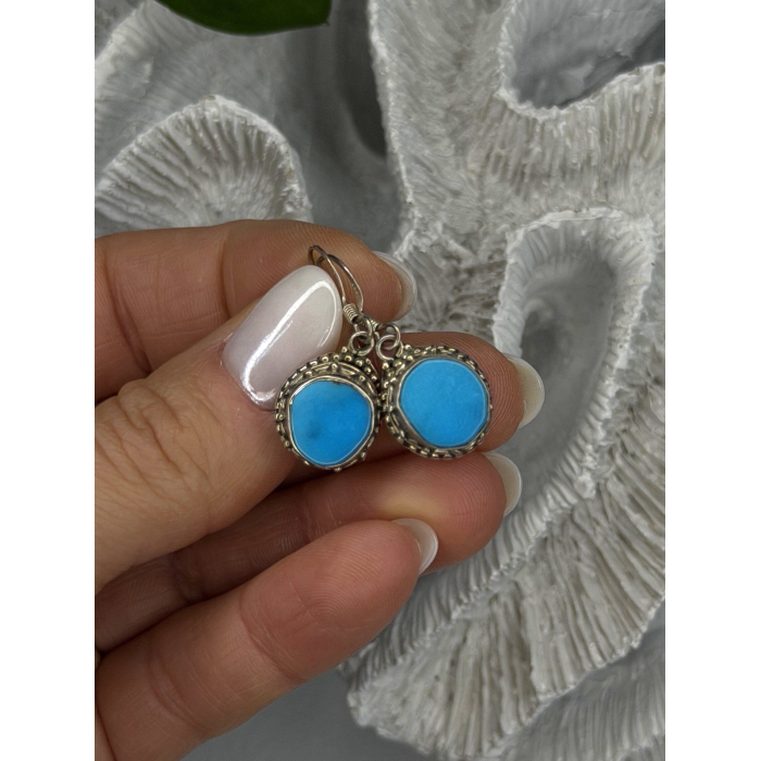 Dangle Vintage 925 Sterling Silver Blue Turquoise Earrings