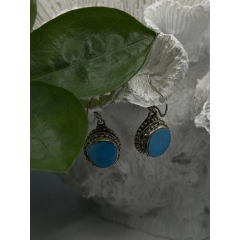 Dangle Vintage 925 Sterling Silver Blue Turquoise Earrings