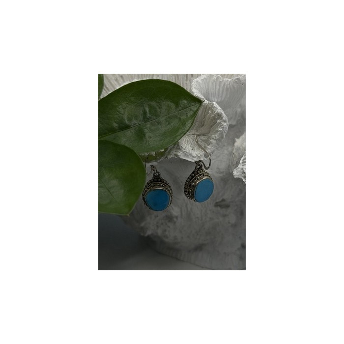 Dangle Vintage 925 Sterling Silver Blue Turquoise Earrings