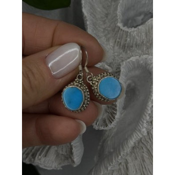 Dangle Vintage 925 Sterling Silver Blue Turquoise Earrings