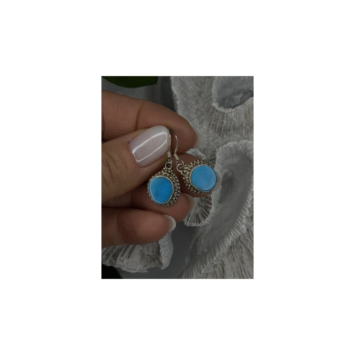 Dangle Vintage 925 Sterling Silver Blue Turquoise Earrings