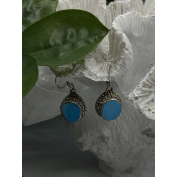 Dangle Vintage 925 Sterling Silver Blue Turquoise Earrings