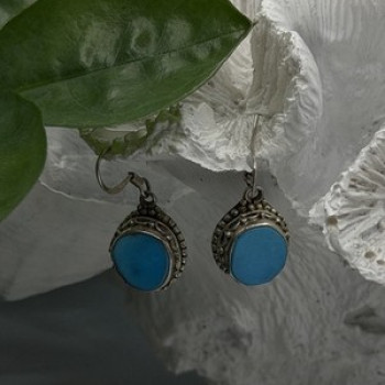 Dangle Vintage 925 Sterling Silver Blue Turquoise Earrings