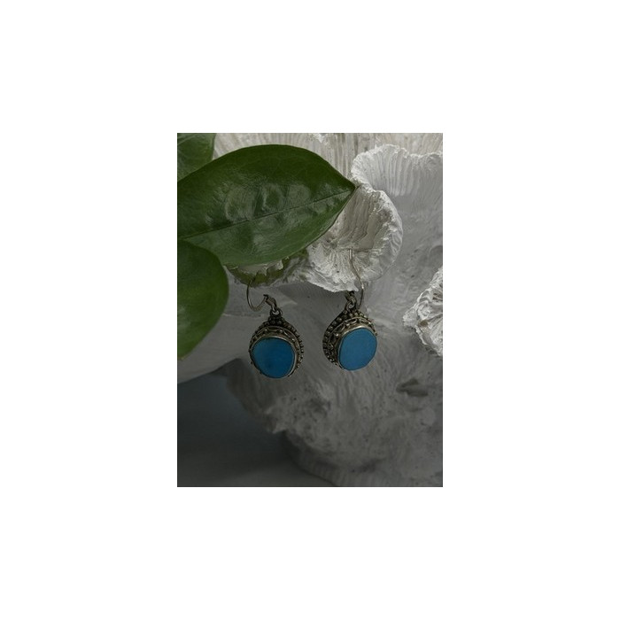 Dangle Vintage 925 Sterling Silver Blue Turquoise Earrings