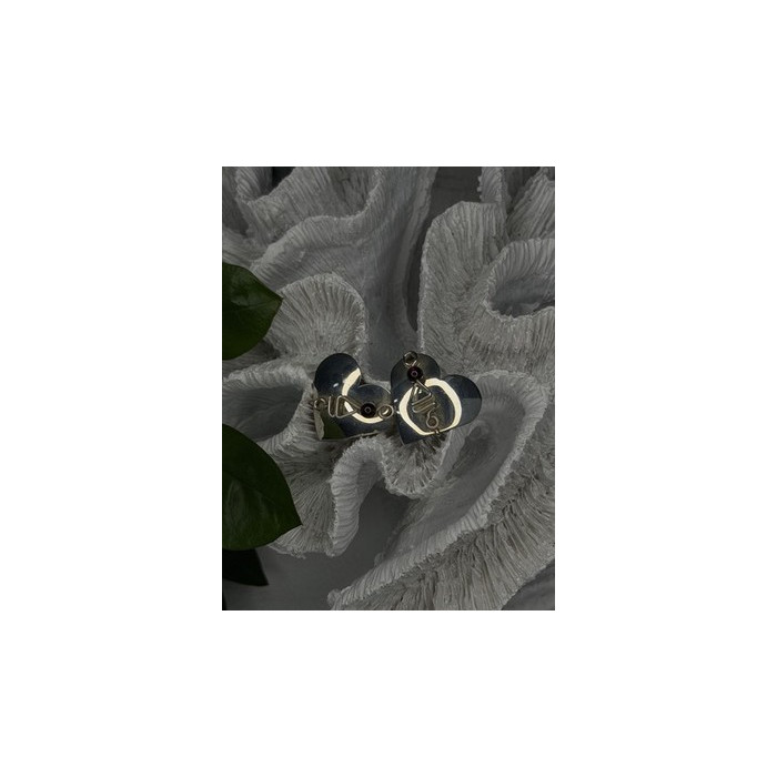 Vintage Scapes 925 Sterling Silver Heart Purple Agate Earrings