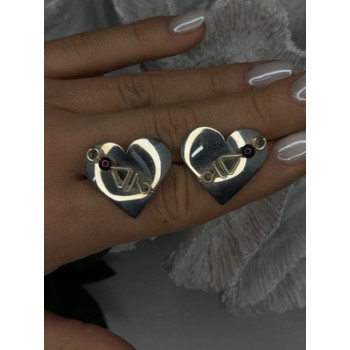 Vintage Scapes 925 Sterling Silver Heart Purple Agate Earrings