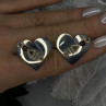 Vintage Scapes 925 Sterling Silver Heart Purple Agate Earrings